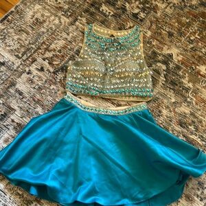 Blue and Silver Embellished Two-Piece Dress
